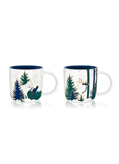 Coffret 2 mugs de Noël 2024 - Motifs loup et renne