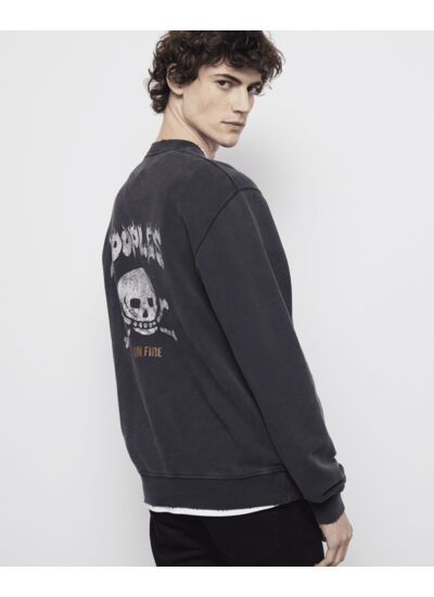 Sweat Col Rond Skull Flames