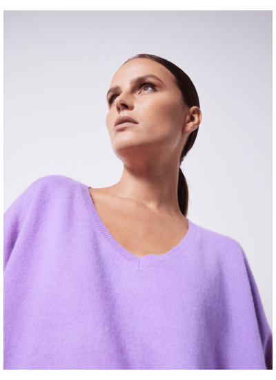 Pull poncho cachemire col V Faustine GLYCINE