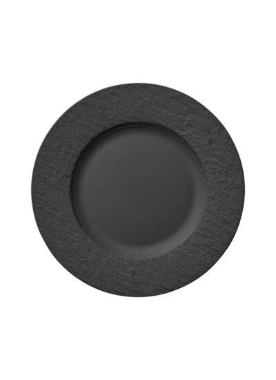 Manufacture Rock - Assiette plate ronde et noire en porcelaine haut de gamme