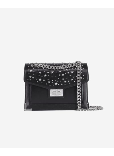 Sac Emily Chaîne En Cuir Noir Avec Étoiles