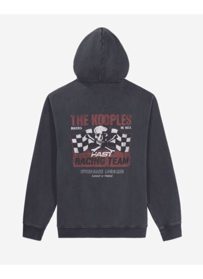 Sweatshirt À Capuche Noir Avec Sérigraphie Racing Skull Homme