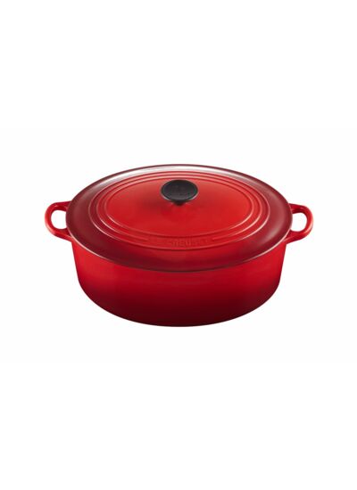 Cocotte ovale 31cm en fonte émaillée cerise