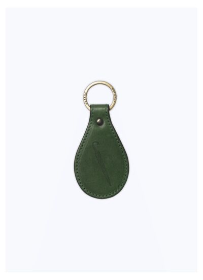 Porte-clés en cuir vert avec motif parapluie