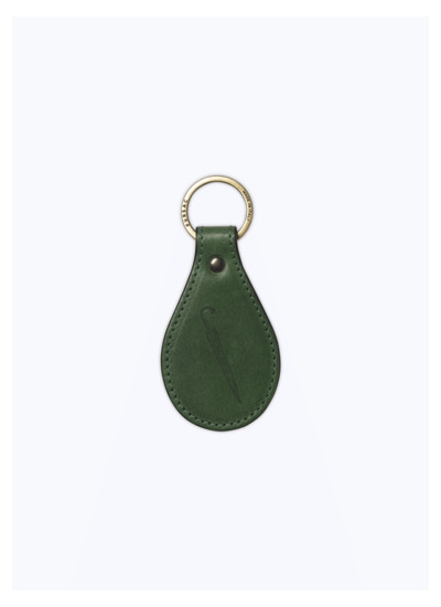 Porte-clés en cuir vert avec motif parapluie