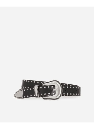 Ceinture En Cuir Noir Avec Clous