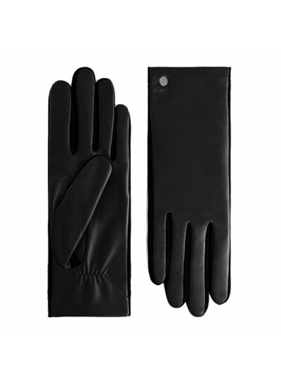 Gants femme bi-matières en cuir d'agneau