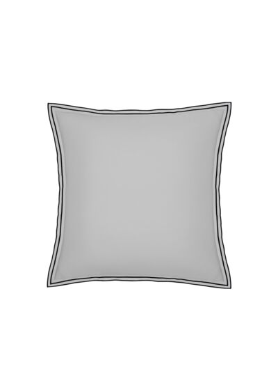 TAIE D'OREILLER | Pure White Percale Lavée - Light Grey  - Finition Black