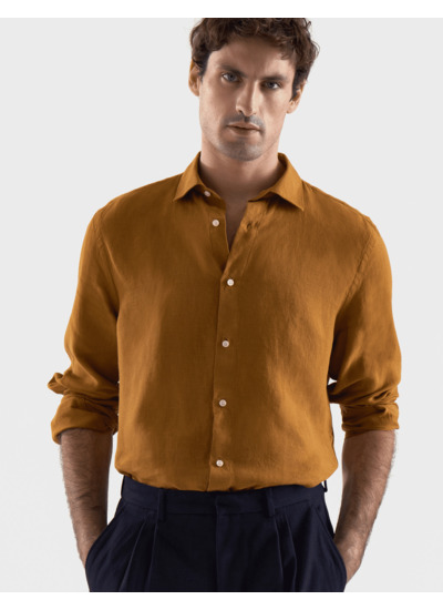 Chemise Auguste en lin camel