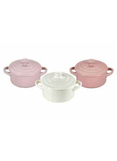 Set de 3 mini cocottes 250ml (Roq, rose et crème)