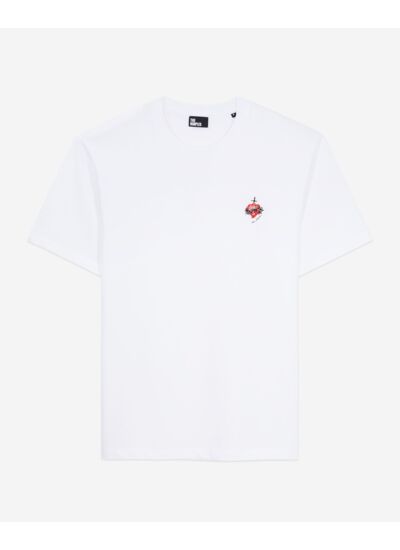 T-Shirt Blanc Avec Broderie Dagger Through Heart Homme