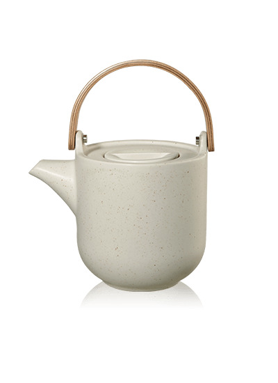 Théière Sencha 0,60L en porcelaine avec anse en bois