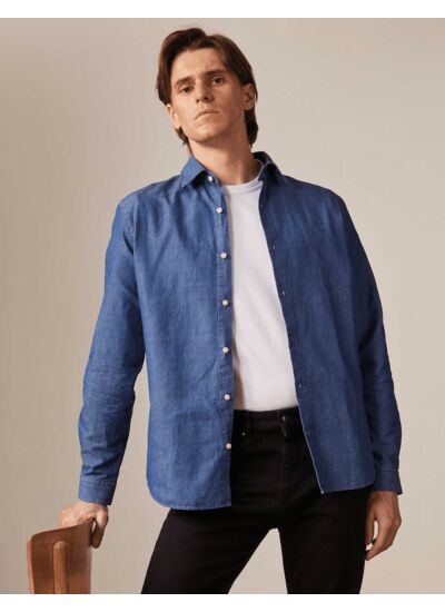 Chemise auguste en denim bleu