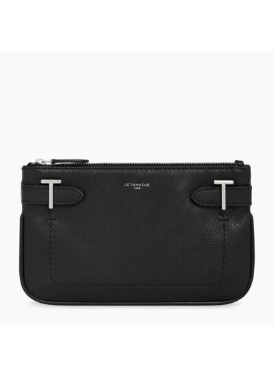 Pochette zippée Simone en cuir grainé