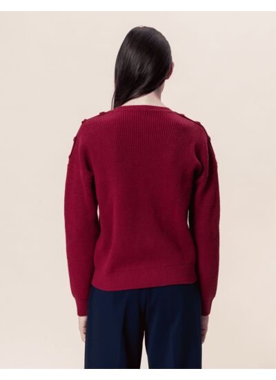 Pull Jane en laine unie bordeaux