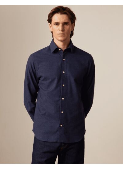 Chemise auguste en coton cachemire marine