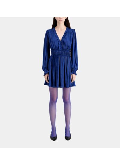 Robe Courte Bleue Avec Fronces