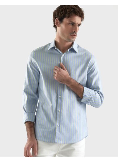 Chemise Ajustée rayée bleue