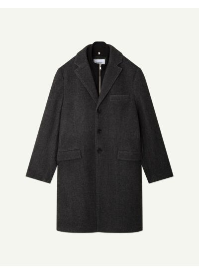 Manteau long Abel à carreaux en laine grise