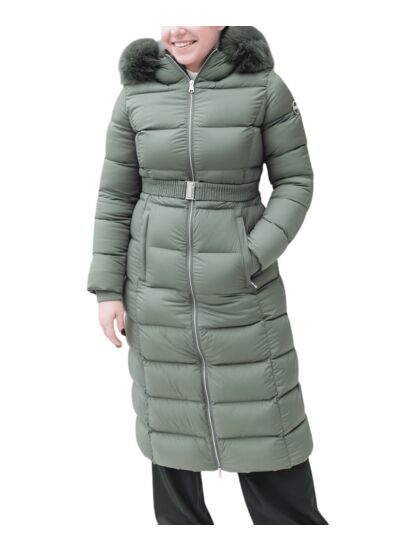 Veste longue pour femme avec capuche et fourrure