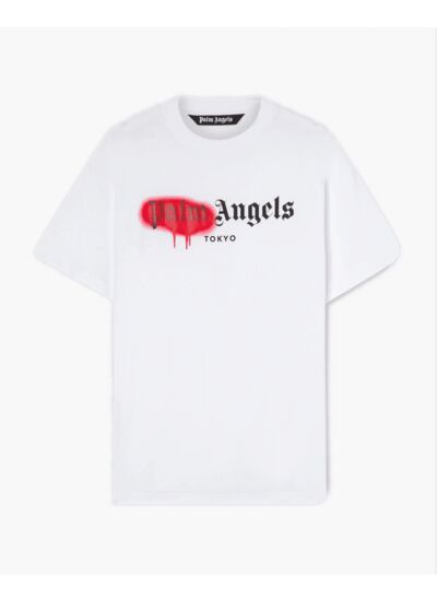 Palm Angels White Spray Tee Red