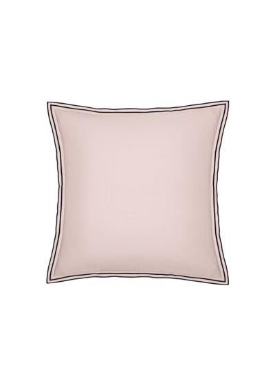 TAIE D'OREILLER | Pure White Percale Lavée - Pink  - Finition Black