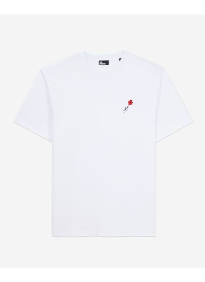 T-Shirt Blanc Avec Broderie Fleur Homme