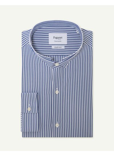 Chemise Ajustée en popeline rayée marine