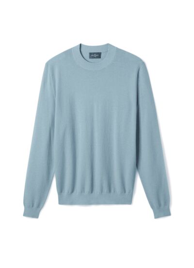 Pull col rond ultrafin guernesey - Homme - BLEU GLAZ
