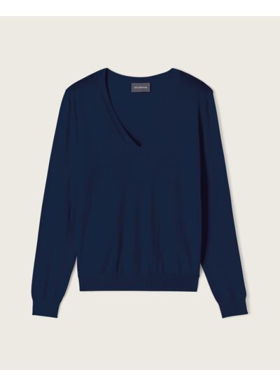 Pull col V ultrafin - Femme - BLEU PHARE