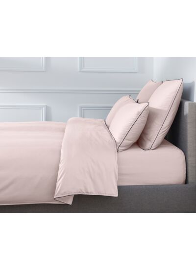 HOUSSE DE COUETTE | Pure White Satin Lavé - Nude - Finition Black