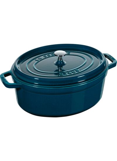 Cocotte 37 cm second choix, Ovale, Blue La-Mer, Fonte