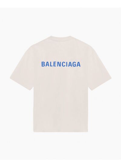 BALENCIAGA TEE ECRU LOGO COLLEGE