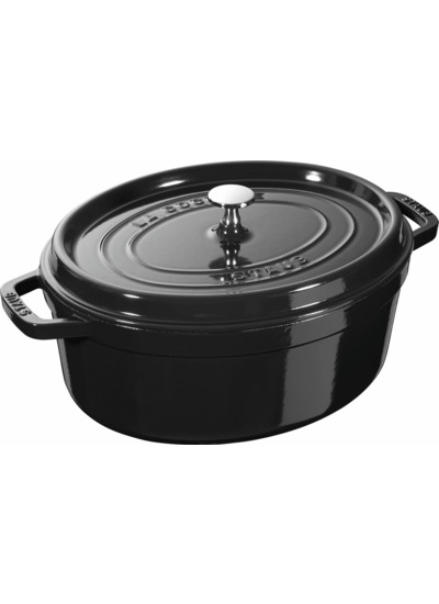 Cocotte second choix 31 cm, Ovale, Noir brillant, Fonte