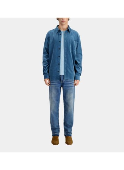 Chemise Bleue En Velours Côtelé Homme