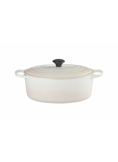 Cocotte ovale 29cm en fonte émaillée meringue