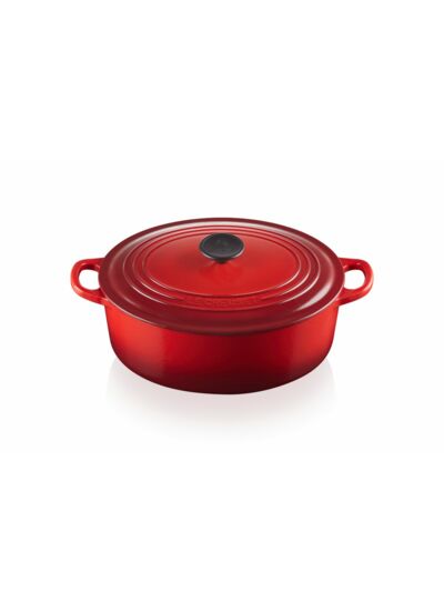 Cocotte ovale 29cm en fonte émaillée cerise