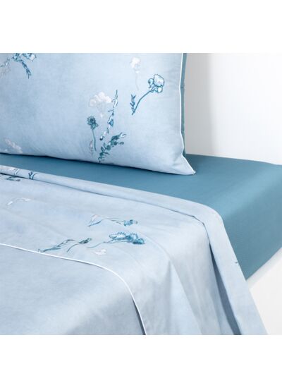 BOSS Home - Drap plat en satin de coton bleu, Shadow