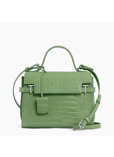 Sac à main à rabat moyen modèle Emilie en cuir effet croco