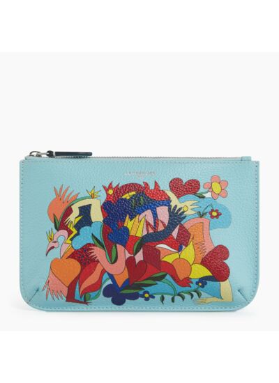 Pochette zippée Enfant Précoce en cuir grainé