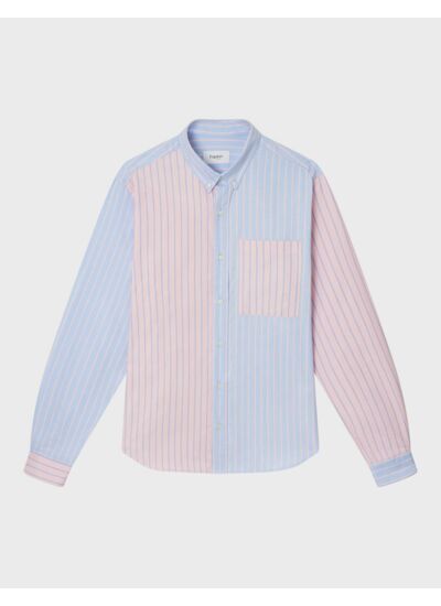 Fun shirt mixte William rayée rose et bleue