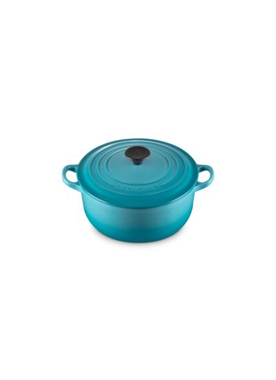 Cocotte ronde 20cm en fonte émaillée bleu caraïbes