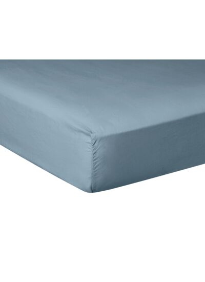 DRAP HOUSSE | Pure White Percale Lavée - Blue