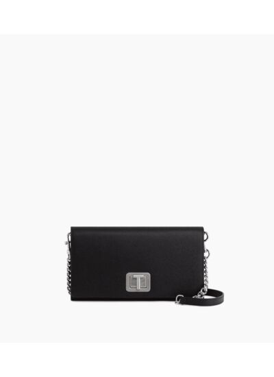 Pochette tout en un avec bandoulière amovible Eva en cuir grain caviar