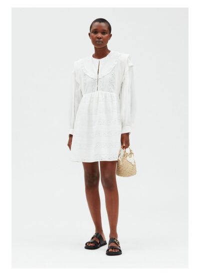 Robe courte babydoll brodee blanc claudie pierlot