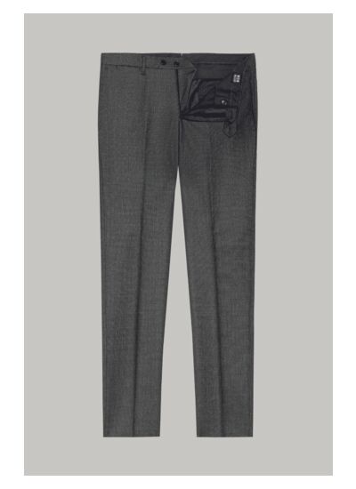 Pantalon Oeil-De-Perdrix En Laine Coupe Droite