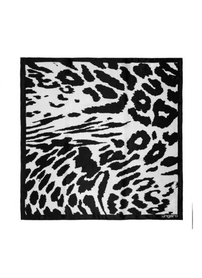 Foulard soie Lina White & Black - - 65 cm x 65 cm