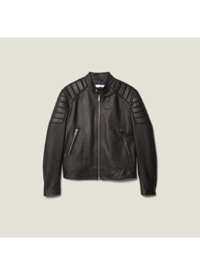 Blouson en cuir finitions matelassées