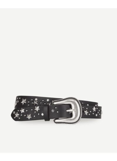 Ceinture En Cuir Noir Avec Étoiles