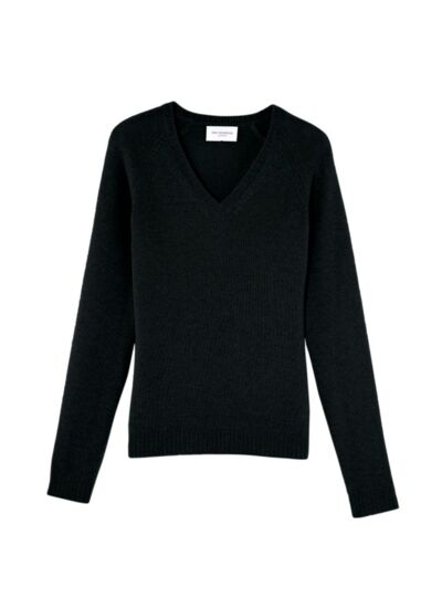 Pull V cintré emmanchures raglan 5 fils - Femme - NOIR